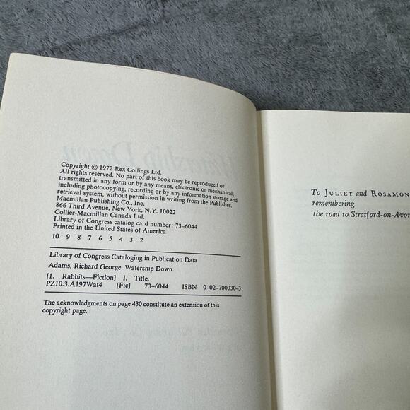 Watership Down by Richard Adams 1972 HC DJ Vintage 1st Ed 2nd Print Novel - Picture 5 of 6